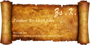 Zsebe Krisztián névjegykártya